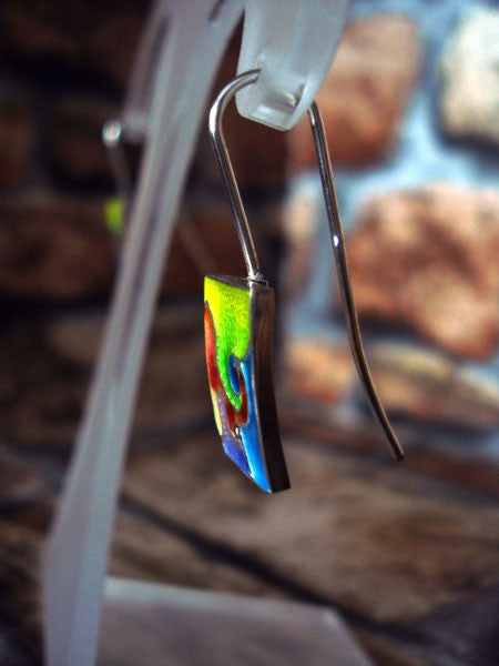 Boucles d'oreilles argent 925 émaux multicolores Arior
