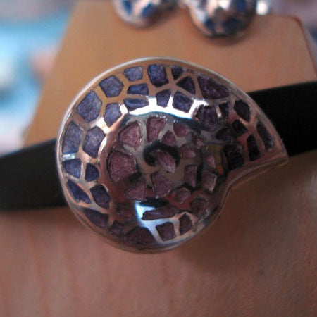 Bracelet Escargot argent 925 émaux et caoutchouc Arior