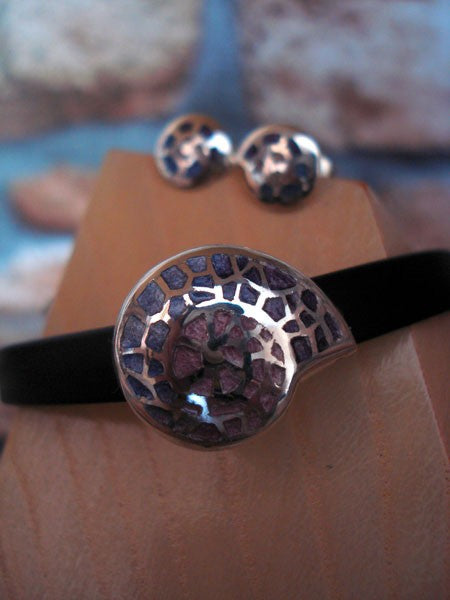 Bracelet Escargot argent 925 émaux et caoutchouc Arior