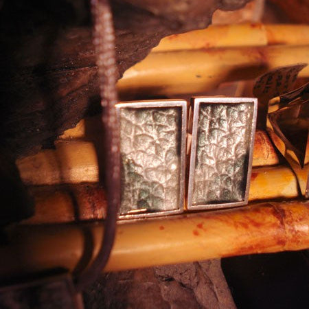 Boucles d'oreilles rectangles argent 925 émaux gris Arior