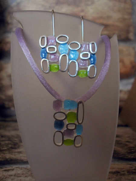 Boucles d'oreilles argent massif émaux pastel