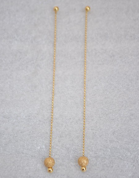 Boucles d'oreilles longues or jaune 750 satiné