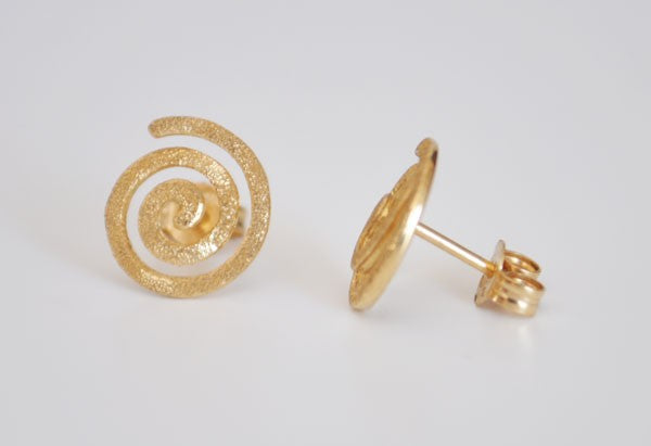 Boucles d'oreilles spirale satinée or jaune 750