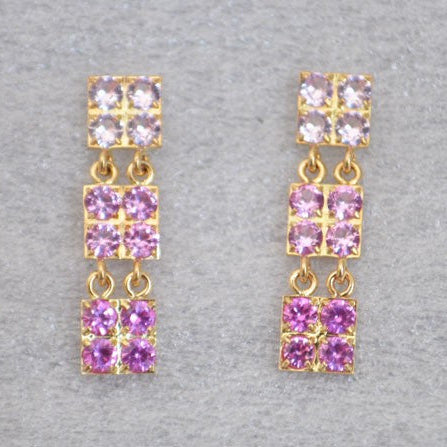 Boucles d'oreilles longues pierres fines or jaune 750