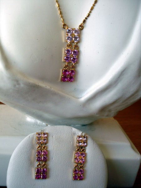 Boucles d'oreilles longues pierres fines or jaune 750