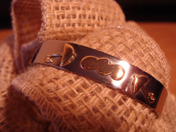 Bracelet Nuage jonc ouvert acier et or 750