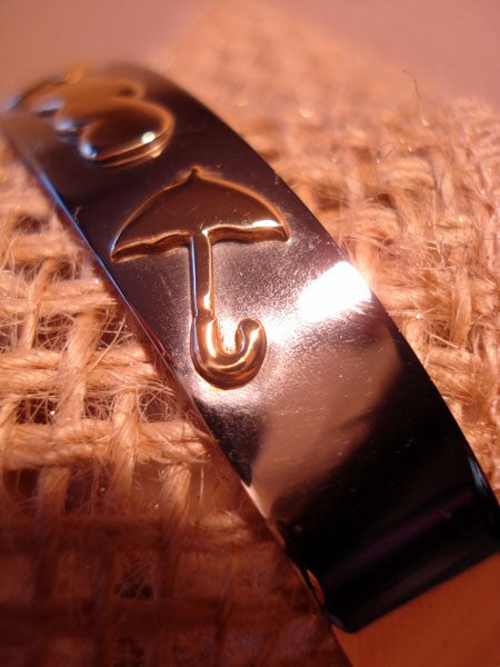 Bracelet Nuage jonc ouvert acier et or 750