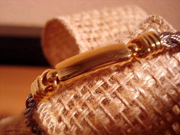 Bracelet Identité câble tressé acier et or 750