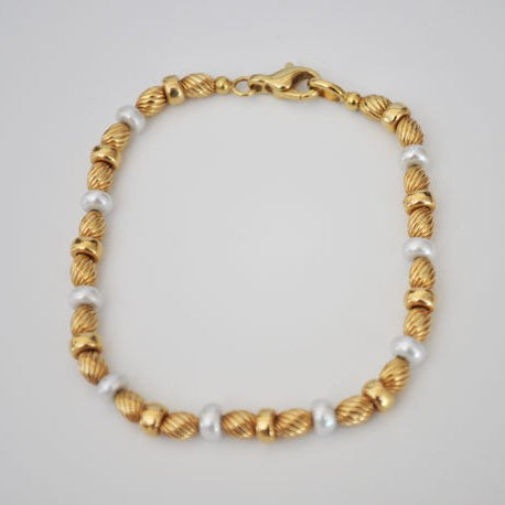 Bracelet perles de culture or jaune 750