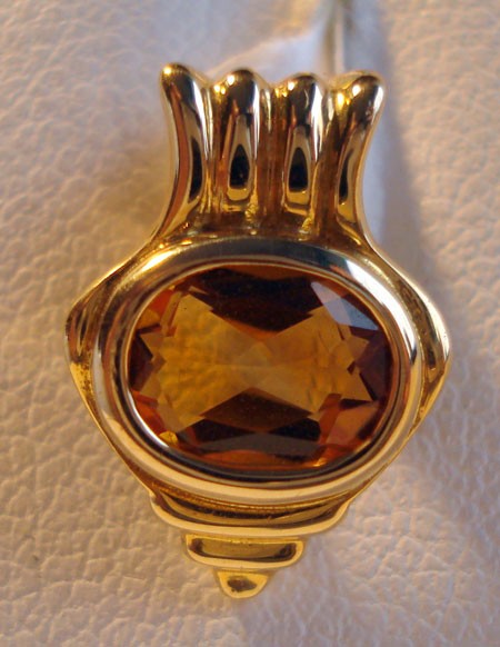 Pendentif citrine dorée or jaune 750 Augis
