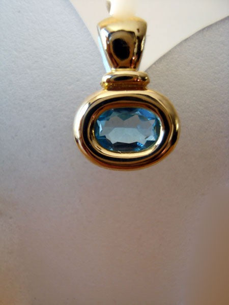 Pendentif topaze bleu or jaune 750 Augis