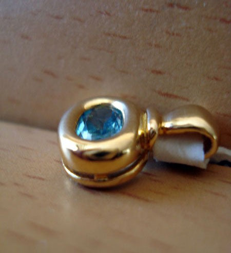Pendentif topaze bleu or jaune 750 Augis