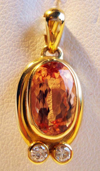 Pendentif  topaze jaune diamants or 750