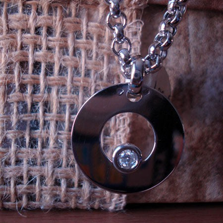 Pendentif rond diamant or blanc 750 Caplain Saint André