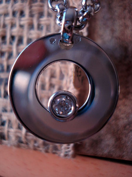 Pendentif rond diamant or blanc 750 Caplain Saint André