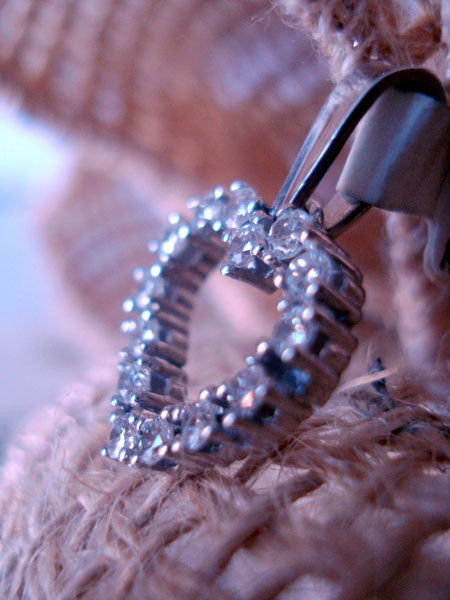 Pendentif cœur diamants or blanc 750