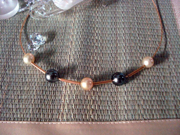 Collier câble perles de Tahiti et Mers du sud or 750