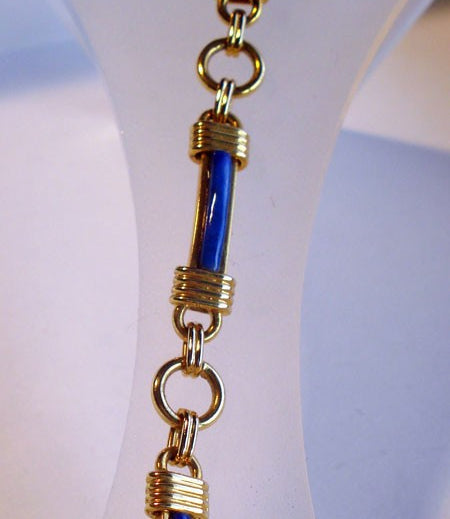 Bracelet lapis-lazuli baguette or jaune 750