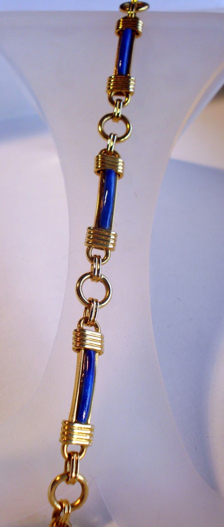 Bracelet lapis-lazuli baguette or jaune 750