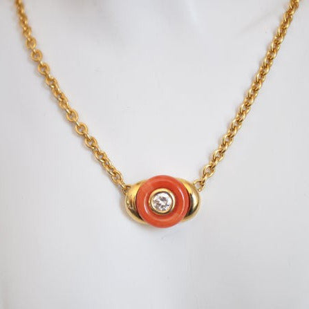 Collier corail diamant or jaune 750 Alain Roure