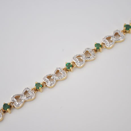 Bracelet émeraudes diamants or 750 bicolore
