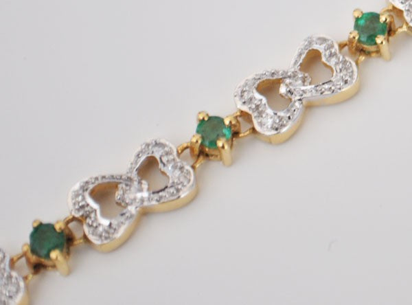 Bracelet émeraudes diamants or 750 bicolore