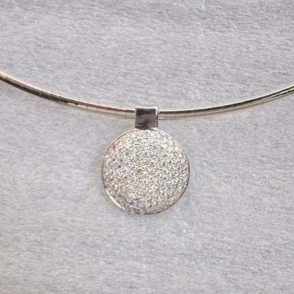 Pendentif rond pavé diamants or blanc 750 Orest