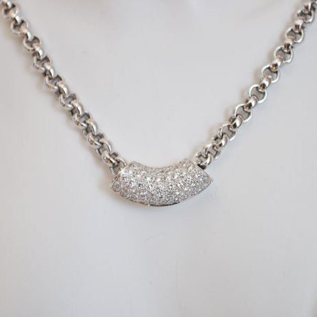 Pendentif cylindre diamants or blanc 750 Orest