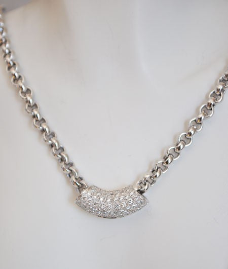 Pendentif cylindre diamants or blanc 750 Orest