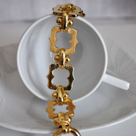 Bracelet large satiné-poli or jaune 750