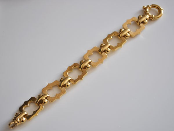 Bracelet large satiné-poli or jaune 750