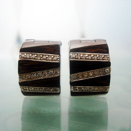 Boucles d'oreilles argent 925 bois zirconiums