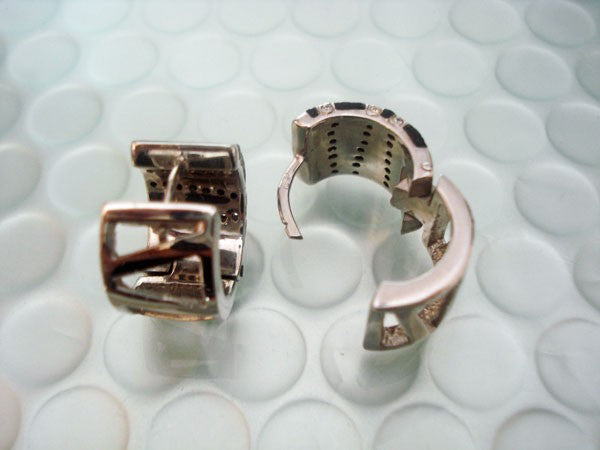 Boucles d'oreilles argent 925 bois zirconiums