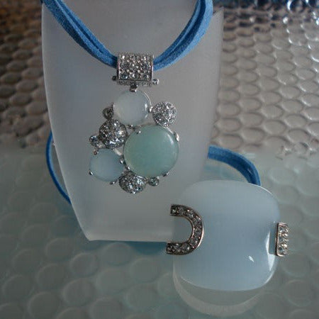 Collier cristal bleu argent massif 925