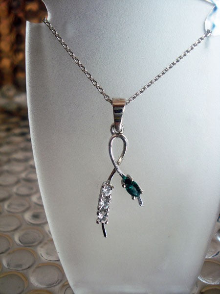 Pendentif vintage vert zirconium argent massif