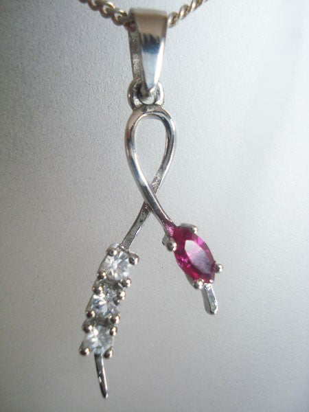 Pendentif vintage rose zirconium argent massif