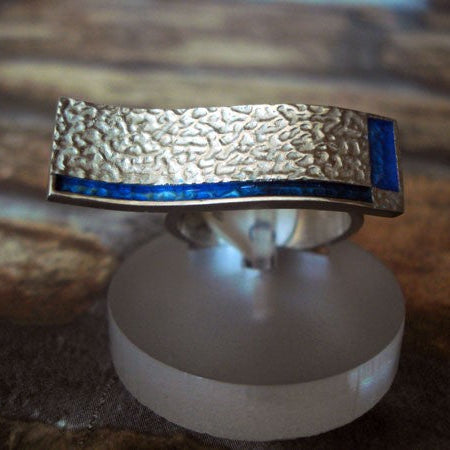 Bague Vague émaux bleus argent 925 Arior