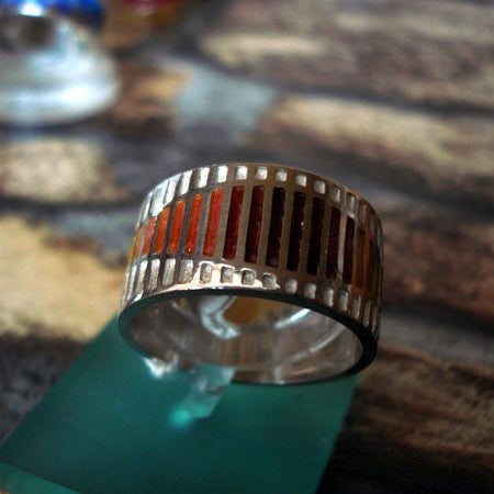 Bague mixte émaux ocres argent Arior