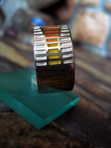 Bague mixte émaux ocres argent Arior