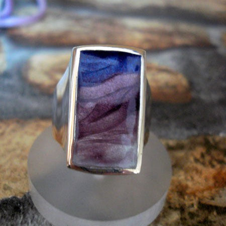 Bague rectangulaire émaux argent 925