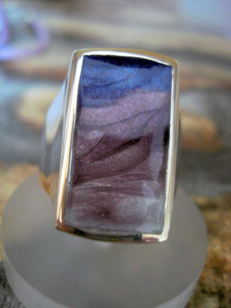 Bague rectangulaire émaux argent 925 Arior