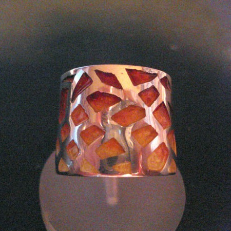 Bague large émaux ambres argent Arior