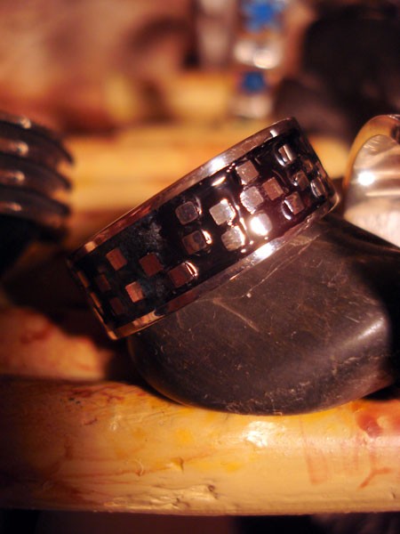 Bague homme emaux noirs