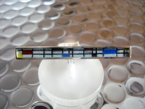 Bague barrette émaux multicolores argent 925 Arior