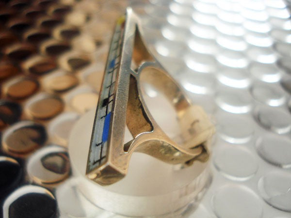 Bague barrette émaux multicolores argent 925 Arior