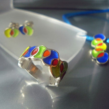 Bague émaux multicolores argent Arior