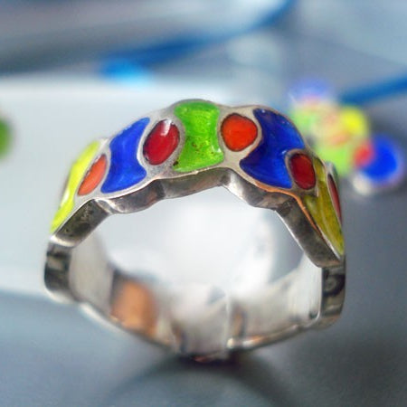 Bague émaux multicolores argent Arior