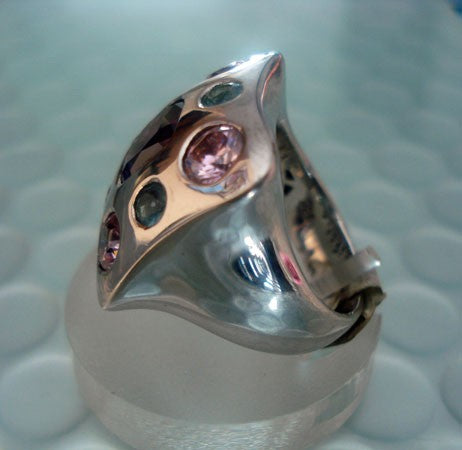 Bague Coussin zircons couleurs argent massif 925