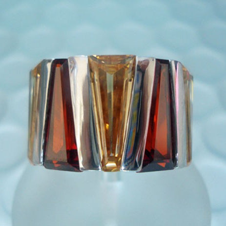 Bague large zircons trapèzes argent massif 925