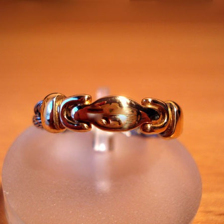 Bague acier tressé et or 750